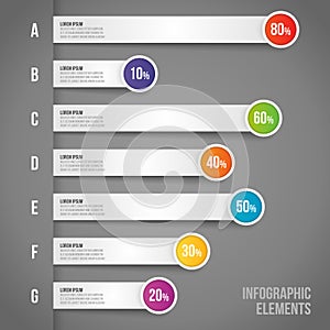 Business concept with percentage in Vector infographics workflow, bar graph, diagram for annual report, web design. business and m