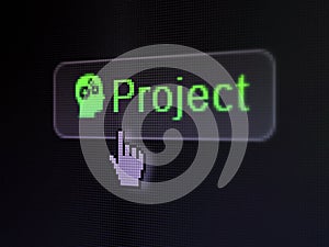 Business concept: Project and Head With Gears on digital button background photo