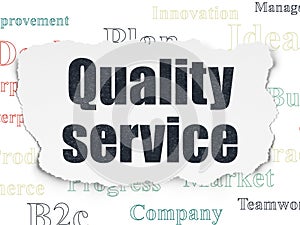 Business concept: Quality Service on Torn Paper background