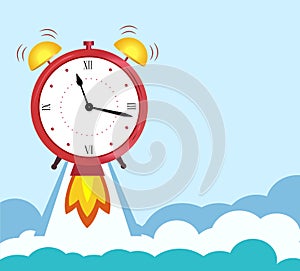 Business Concept quickly approaching deadline. Alarm clock red wake-up time.