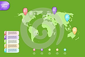 Business concept. Set of infographic elements world map, banners for options, parts or steps.Can be used for web