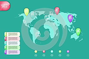 Business concept. Set of infographic elements world map, banners for options, parts or steps.Can be used for web