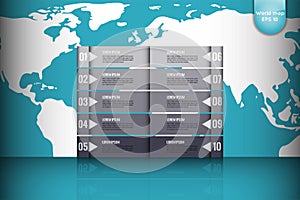 Business concept. Set of infographic elements world map, banners for options, parts or steps.Can be used for web