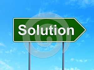 Business concept: Solution on road sign background