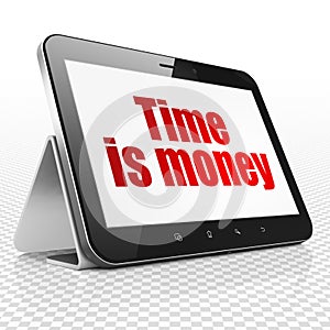 Business concept: Tablet Computer with Time Is money on display