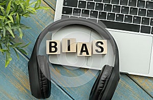 Business concept. TEXT on Bias .Bias wooden blocks - word from wooden blocks with letters, personal opinions prejudice