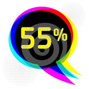 Business concept with text fifty-five percent Discount