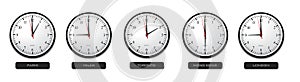 Business Concept - Time Zone Clocks