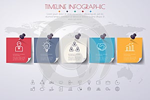 Business concept timeline. Infograph template, realistic paper 5