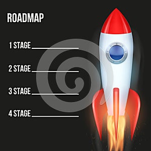 Business concept of timeline roadmap with rocket