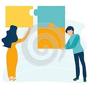 Business concept. Together. Business and partnership work to build connection business. People connecting puzzle elements.