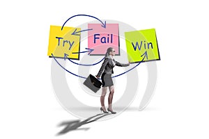 Business concept of try fail win