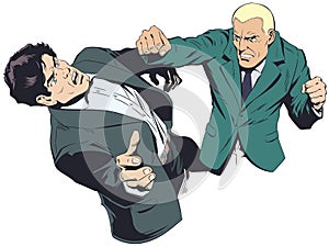 Business concept of two businessmen fighting