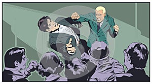 Business concept of two businessmen fighting