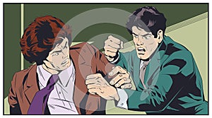 Business concept of two businessmen fighting. Stock illustration