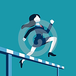 Business concept vector illustration businesswoman jumping over hurdle race