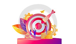 Business concept vector illustration, Target with an arrow, hit the target, goal achievement
