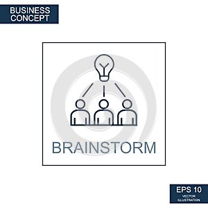 Business concept, web icon from thin lines. Brainstorm