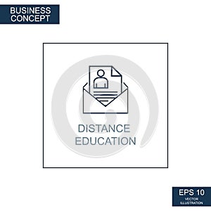 Business concept, web icon from thin lines. Distance education - Vector