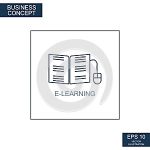 Business concept, web icon from thin lines. E-Learning - Vector