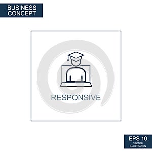 Business concept, web icon from thin lines. Responsive - Vector