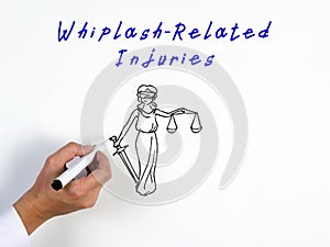 Business concept about Whiplash-Related Injuries with sign on the sheet