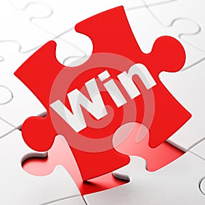 Business concept: Win on puzzle background