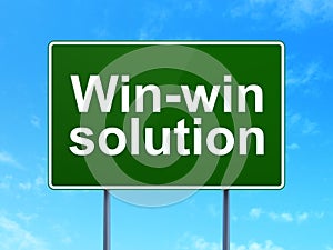 Business concept: Win-win Solution on road sign background