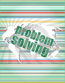 Business concept: words problem solving on digital screen
