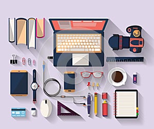 Business concept - work concept - flat design - place of work