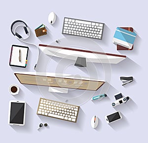 Business concept - work concept - flat design - place of work