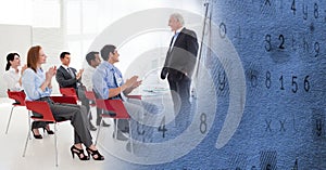 Business conference with blue texture transition