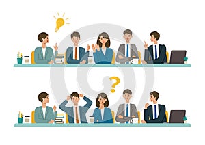 Business conference concept. Vector illustration of people having a meeting. Concept for conference, boardroom