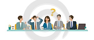 Business conference concept. Vector illustration of people having a meeting. Concept for conference, boardroom
