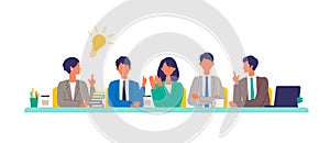 Business conference concept. Vector illustration of people having a meeting. Concept for conference, boardroom