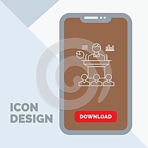 Business, conference, convention, presentation, seminar Line Icon in Mobile for Download Page