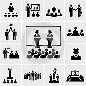 Business conference and presentation icons