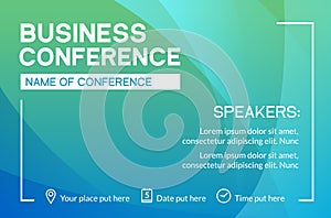 Business conference simple template invitation. Geometric magazine conference or poster business meeting design banner