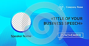 Business conference template. Vector abstract blue liquid background for social media announcement