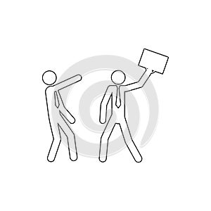 Business conflict concept. Two businessmen fighting icon. Element of conflict for mobile concept and web apps icon. Thin line icon