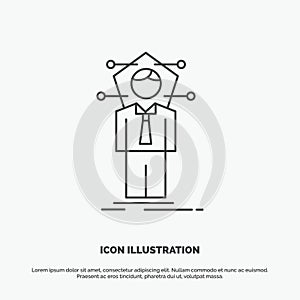 Business, connection, human, network, solution Icon. Line vector gray symbol for UI and UX, website or mobile application