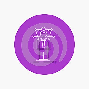 Business, connection, human, network, solution White Line Icon in Circle background. vector icon illustration