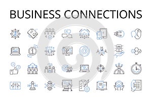Business connections line icons collection. Professional contacts, Commercial alliances, Corporate partnerships