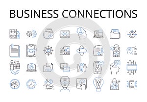 Business connections line icons collection. Professional contacts, Commercial alliances, Corporate partnerships