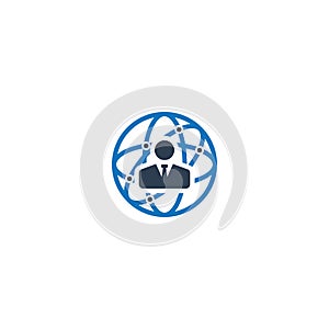 Business connectivity icon. Organizer Admin Leader Icon. Global Business Communication Icon.