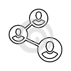 Business, connectivity, link, linking outline icon. Line art vector