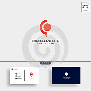 Business Consult logo template with business card vector isolated