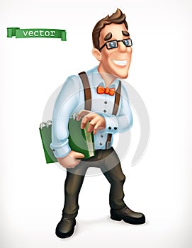 Business consultant, logistician, office manager, friendly young man. 3d vector icon