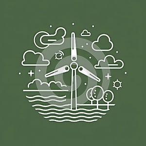 Business consultation about wind energy, professionals with virtual icon