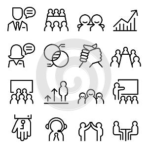 Business Consulting icon set in thin line style